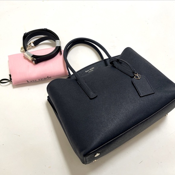 NWT $360 Kate Spade Margaux Large Satchel Bag Blazer Blue Navy Pebbled Leather - Picture 10 of 10